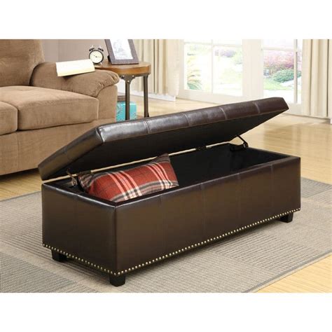 ottoman with storage brown|rectangular storage ottoman brown.